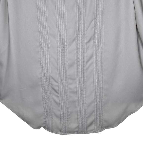Ann Taylor Silver Gray Long Bishop Sleeve Pleated Front Blouse Size M Round Neck - Picture 6 of 13